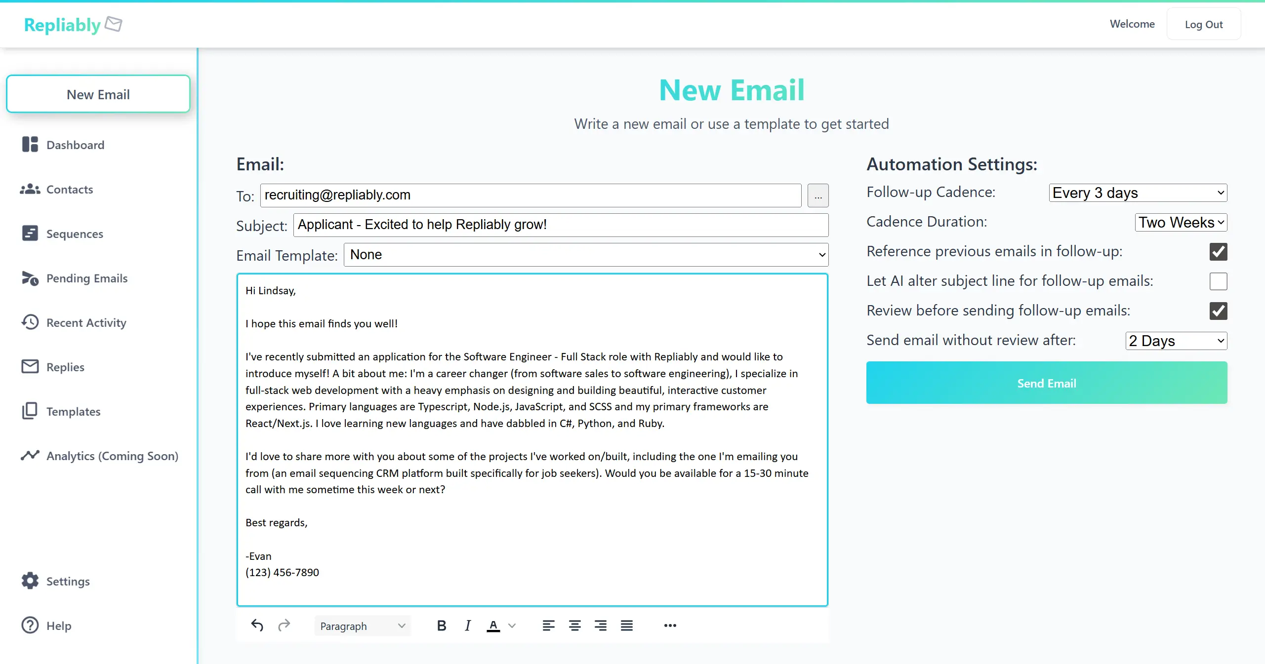 Example of a well-structured outreach email with annotations