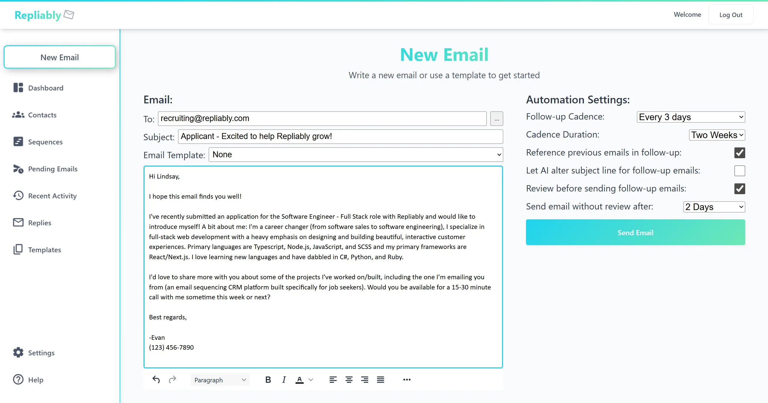 Example of a well-structured outreach email with annotations