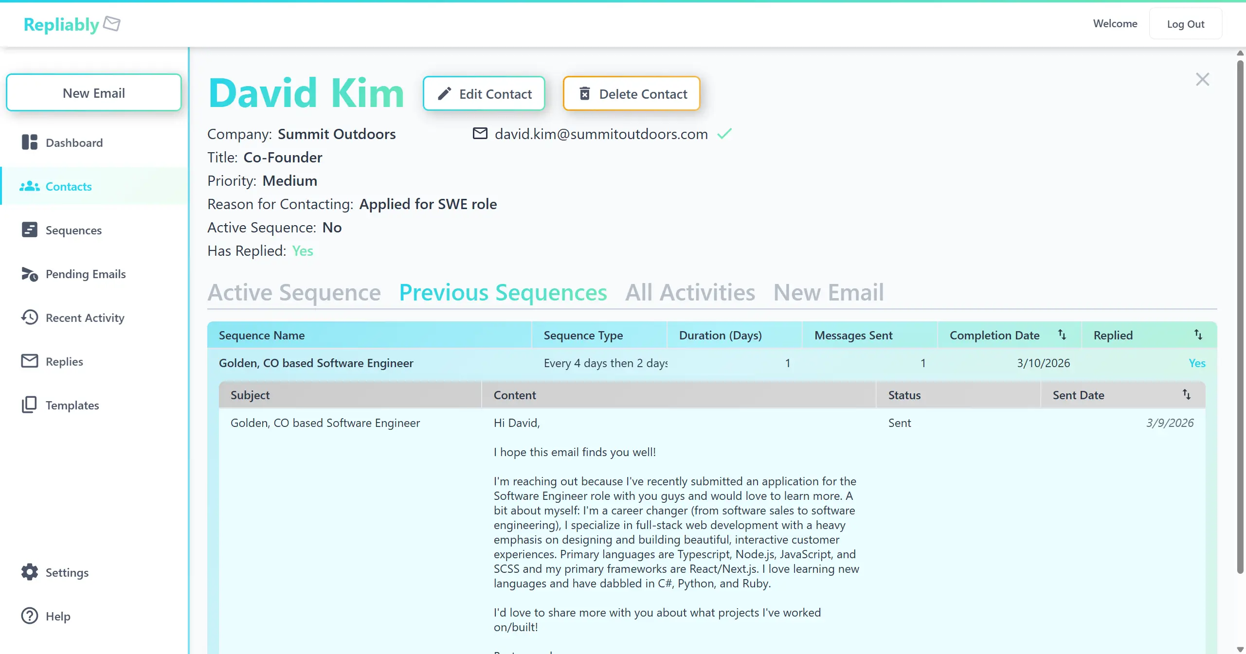 Dashboard Screenshot
